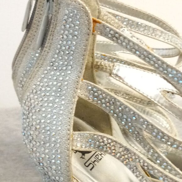 Shiekh Women's Annabelle Silver Shiny Bling Rhinestones Stiletto Heel Size 5.5 - Picture 9 of 11